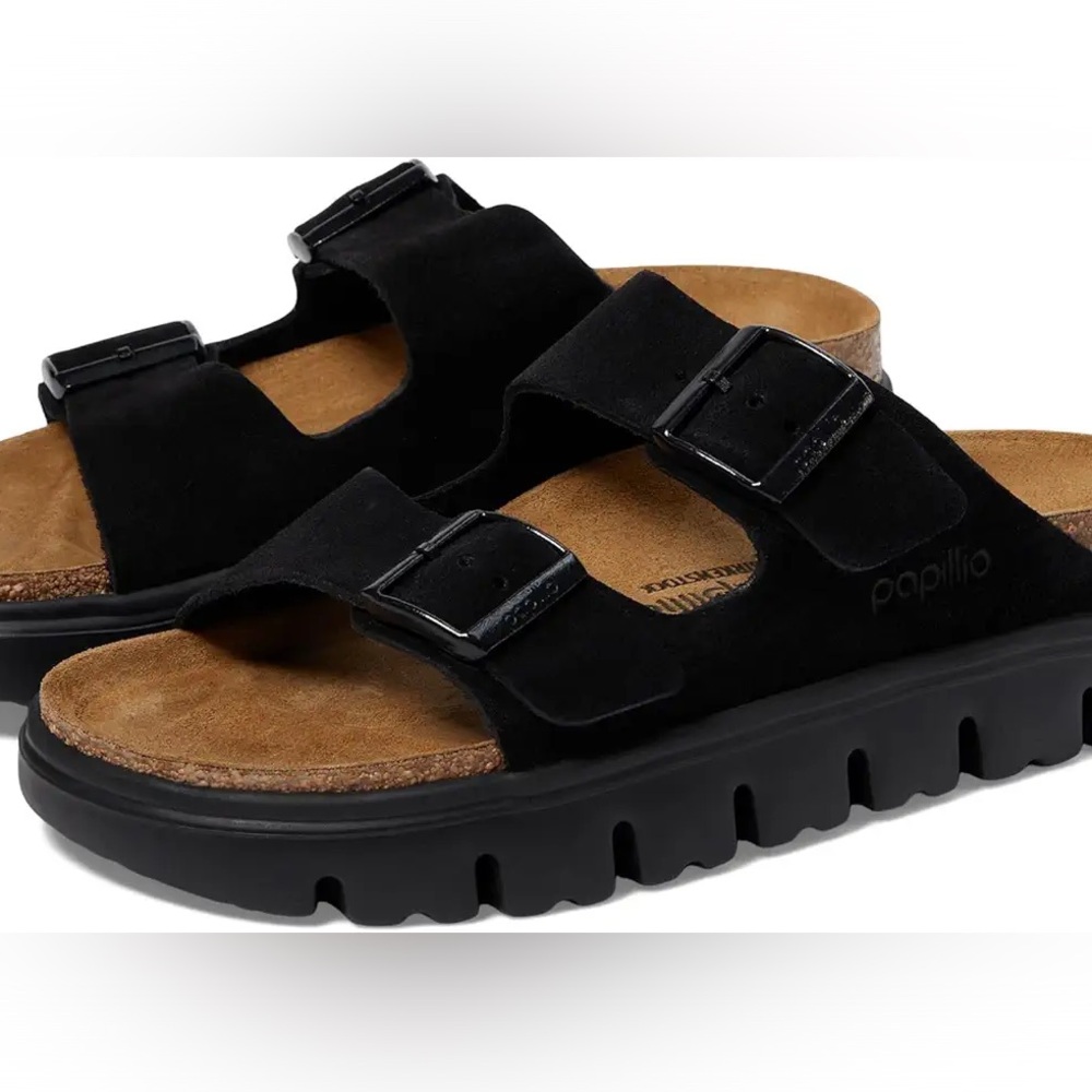Papillio by Birkenstock, Arizona chunky sandal in black suede